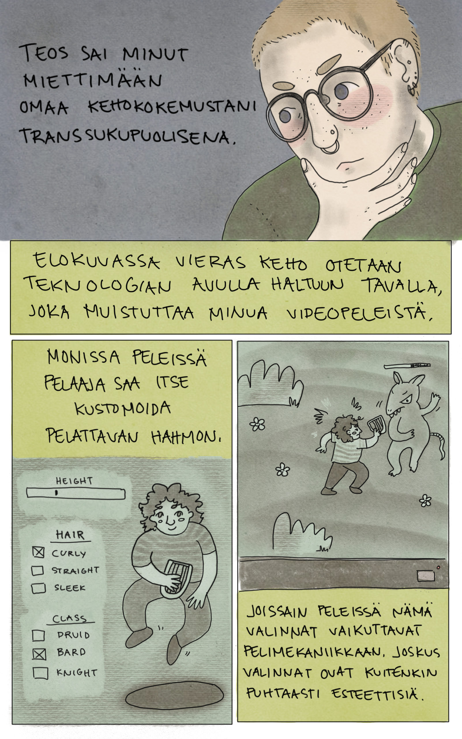 Sivu Ahma Hokkasen sarjakuvasta Teknisesti trans